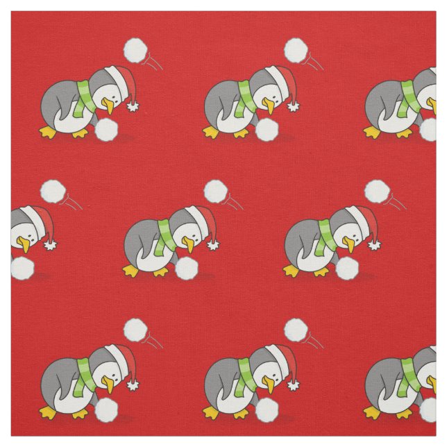 Weihnachtspenguin Schneeballmuster Stoff (Muster)