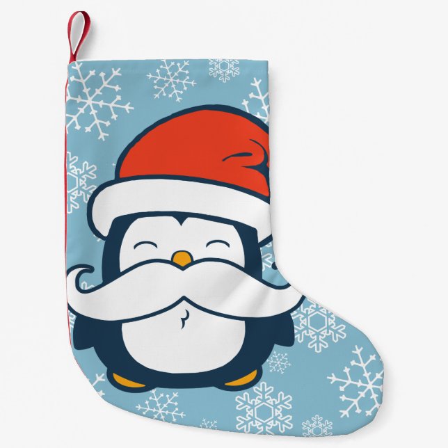 Weihnachtspenguin-Schnurrbart-Trend Kleiner Weihnachtsstrumpf (Vorderseite)