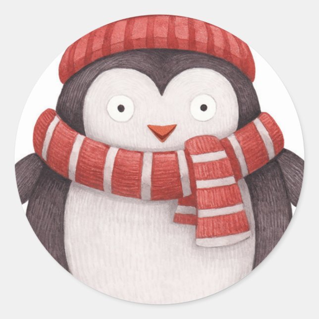 WeihnachtsPenguin-Sticker Runder Aufkleber (Vorderseite)