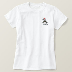 Weihnachtspenguin Weihnachtsmannmütze Niedlich Sti Besticktes T-Shirt
