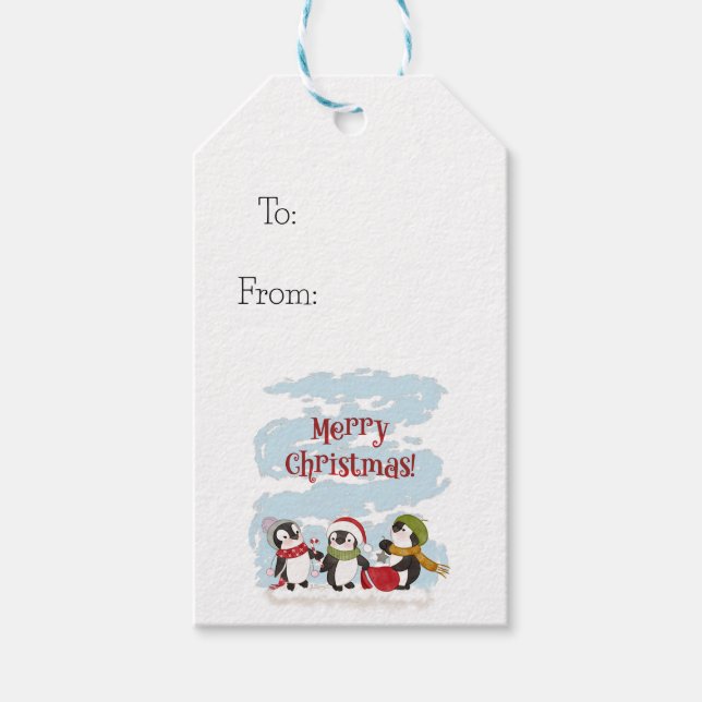 Weihnachtspenguins - Geschenkartikel Geschenkanhänger (Vorderseite)