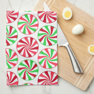 Weihnachtspfefferminz-Muster-Geschirrtuch Geschirrtuch