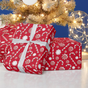 Weihnachtspfefferminzkerzenmuster Geschenkpapier