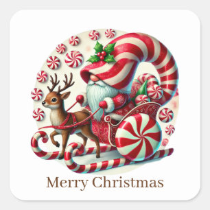 Weihnachtspfefferminznome Quadratischer Aufkleber
