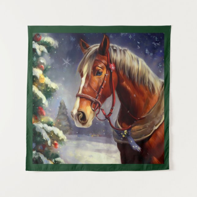 Weihnachtspferd 1 wandteppich (Vorderseite)