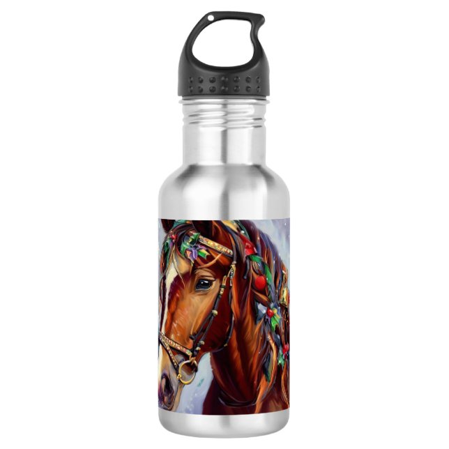 Weihnachtspferd 2 edelstahlflasche (Vorderseite)