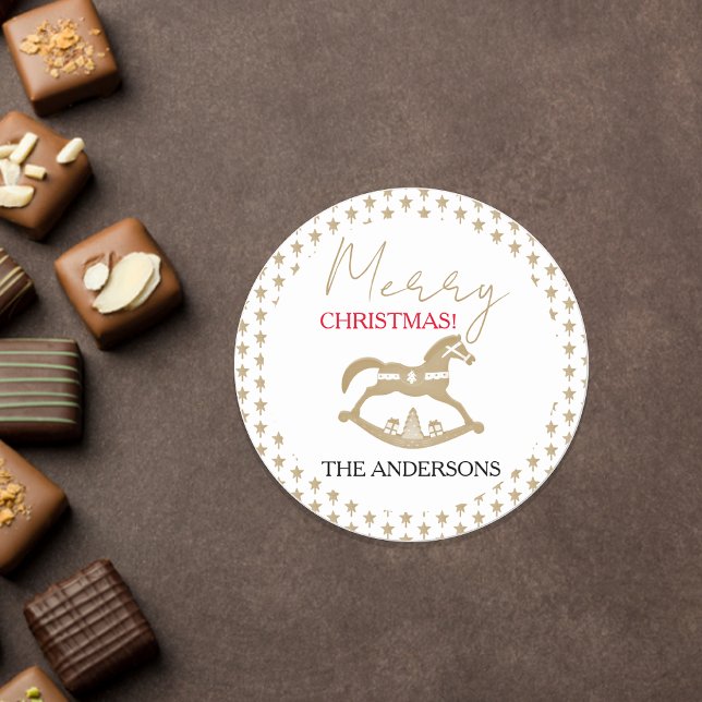 Weihnachtspferd aus Holz Runder Aufkleber (Von Creator hochgeladen)