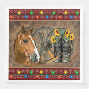Weihnachtspferd Cowboy Boots Cowboy Hat Serviette
