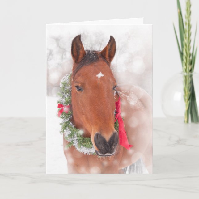 Weihnachtspferd Feiertagskarte (Vorderseite)