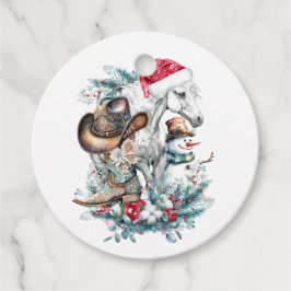 Weihnachtspferd in Weihnachtsmannmütze Cowgirl Cow Geschenkanhänger