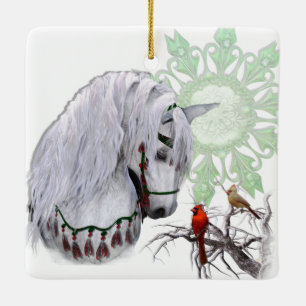 Weihnachtspferd & Kardinal 2-seitige Ornamente