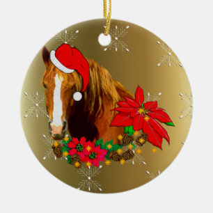 Weihnachtspferd Keramik Ornament