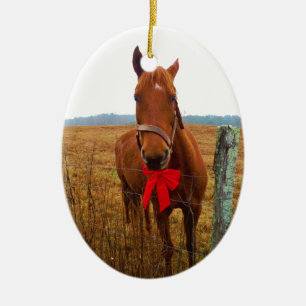 Weihnachtspferd Keramik Ornament