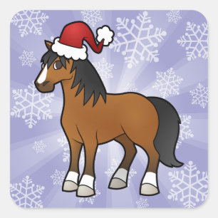 Weihnachtspferd Quadratischer Aufkleber