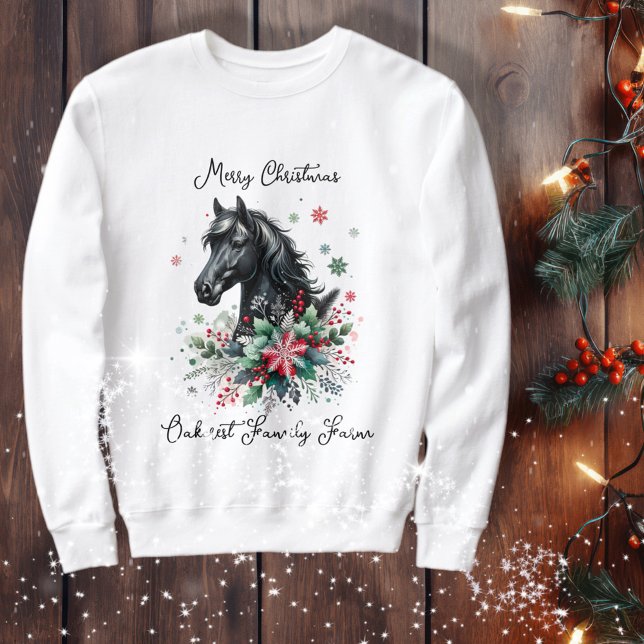 Weihnachtspferd Reittier Sweatshirt (Enjoy this Festive Christmas design! Customize with your favorite holiday event or greeting. )