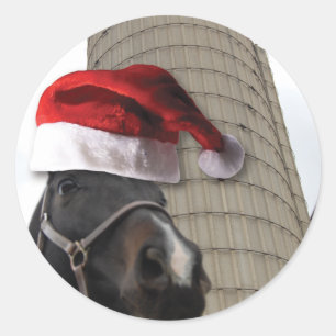 Weihnachtspferd Runder Aufkleber