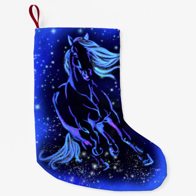 Weihnachtspferd-Strumpf in der Starry Night Kleiner Weihnachtsstrumpf (Vorderseite)