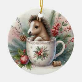 Weihnachtspferd Tasse Keramik Ornament
