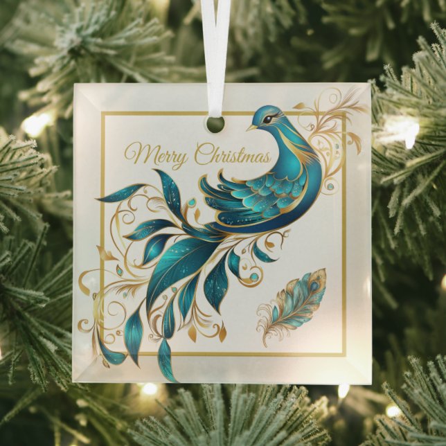 Weihnachtspferd und Feather Glass Ornament Aus Glas (Insitu)