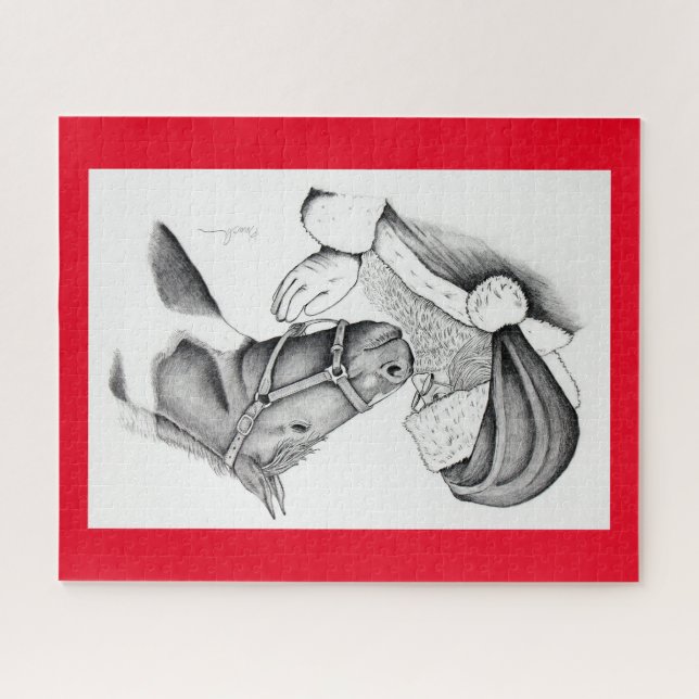 Weihnachtspferd und Weihnachtsmann (Horizontal)