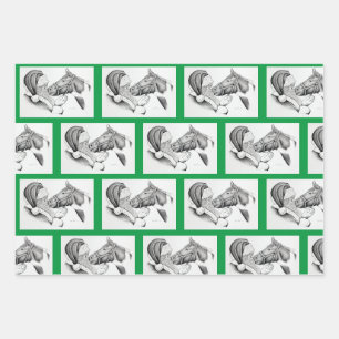 Weihnachtspferd und Weihnachtsmann Geschenkpapier Set