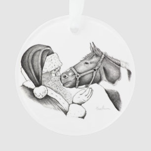 Weihnachtspferd und Weihnachtsmann Ornament
