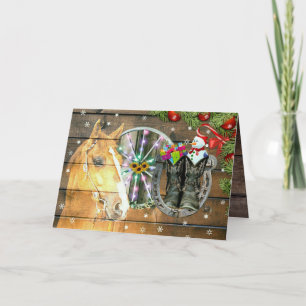 Weihnachtspferd Wagon Wheel Cowboy Boots Garland