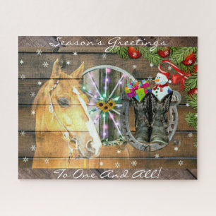 Weihnachtspferd Wagon Wheel Cowboy Boots Garland