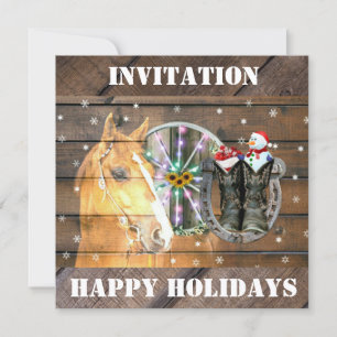 Weihnachtspferd Wagon Wheel Cowboy Stiefel Horsesh Einladung