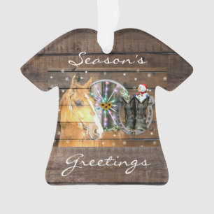 Weihnachtspferd Wagon Wheel Cowboy Stiefel Horsesh Ornament