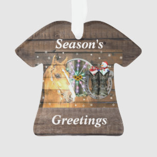 Weihnachtspferd Wagon Wheel Cowboy Stiefel Horsesh Ornament