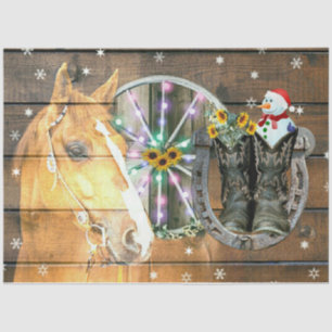 Weihnachtspferd Wagon Wheel Cowboy Stiefel Horsesh Seidenpapier