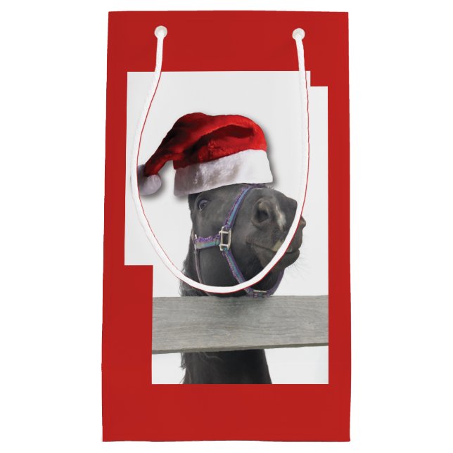 Weihnachtspferd Weihnachtsmann Kleine Geschenktüte (Vorderseite)