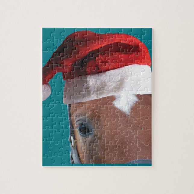 Weihnachtspferd Weihnachtsmannmütze (Vertikal)