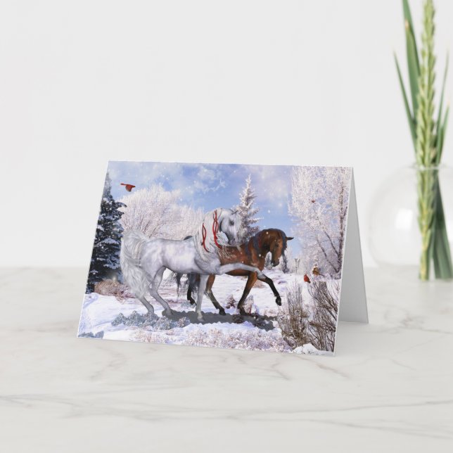 Weihnachtspferde Faltkarte Karte (Vorderseite)