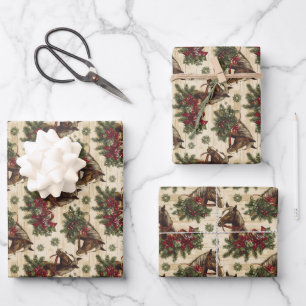 Weihnachtspferde Geschenkpapier Set