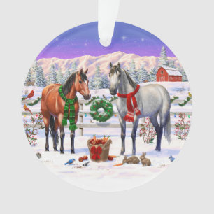 Weihnachtspferde im Schnee Ornament