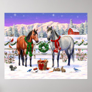 Weihnachtspferde im Schnee Poster
