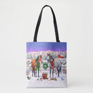 Weihnachtspferde im Schnee Tasche