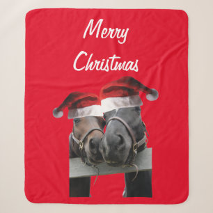 Weihnachtspferde in Santa Claus Hats Sherpadecke