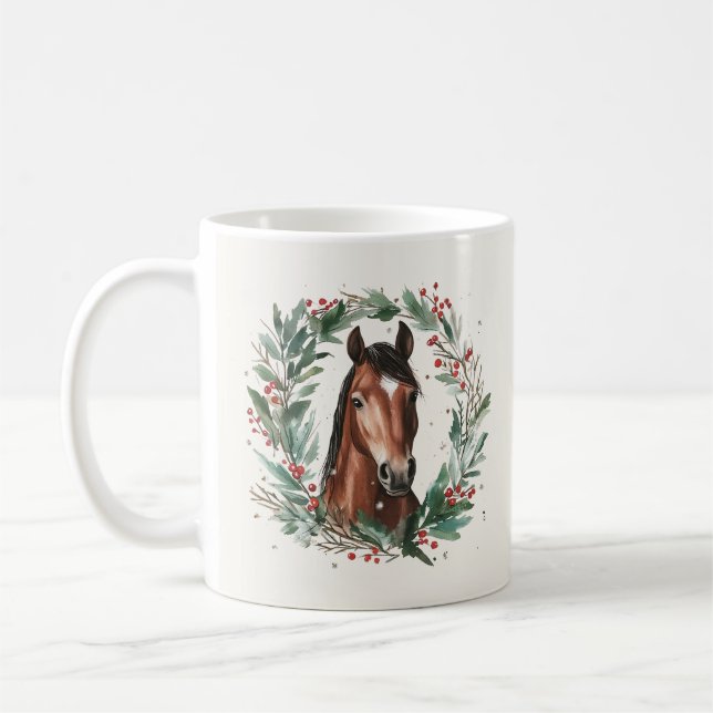 Weihnachtspferde-Kalligrafie-Name der Reittiere Kaffeetasse (Links)