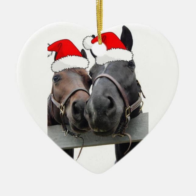 Weihnachtspferde Keramik Ornament (Vorne)