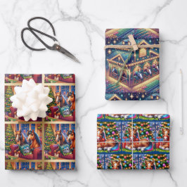 Weihnachtspferde - Papierblätter Geschenkpapier Set