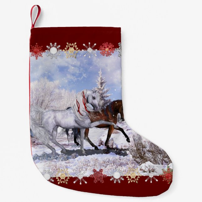 Weihnachtspferde und Kardinal Strumpf Kleiner Weihnachtsstrumpf (Vorderseite)