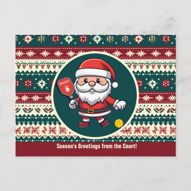 🎅 Weihnachtspickleball Feiertagspostkarte (Vorderseite)
