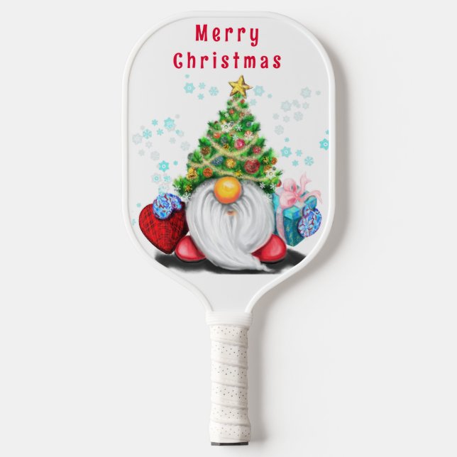 Weihnachtspickleball Gnome mit Herzgeschenk Pickleball Schläger (Vorderseite)