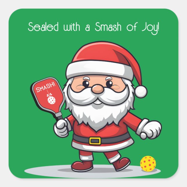 🎅 Weihnachtspickleball Quadratischer Aufkleber (Vorderseite)