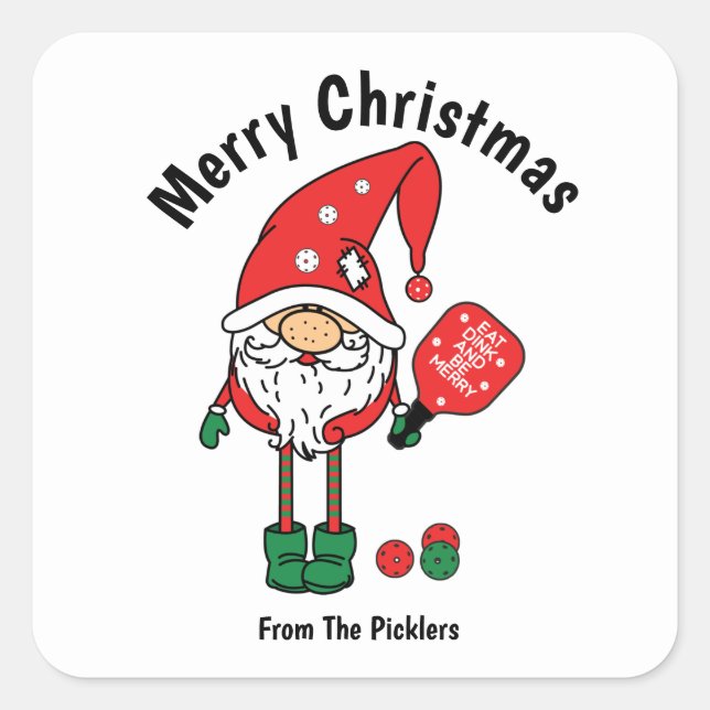 Weihnachtspickleball Quadratischer Aufkleber (Vorderseite)