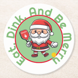 🎅 Weihnachtspickleball Runder Pappuntersetzer