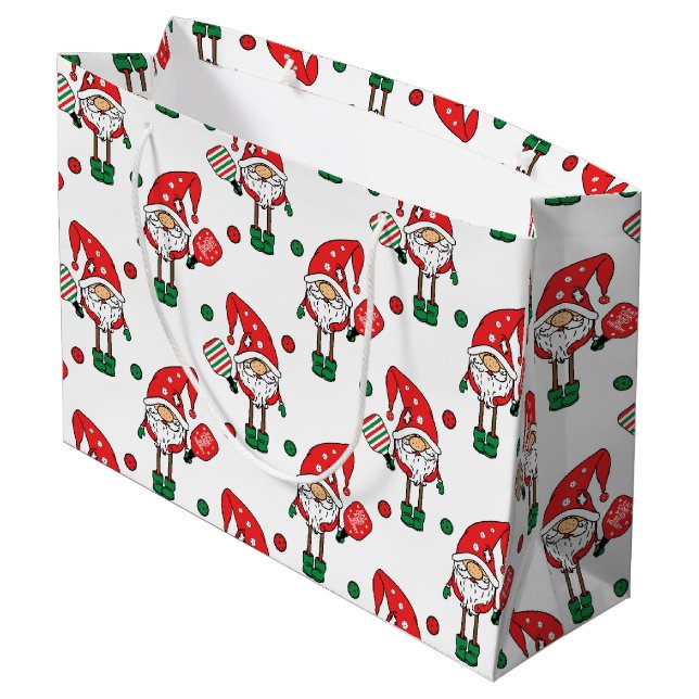 Weihnachtspicklebmuster große Geschenktasche Geschenktüte (Rückseite Schrägansicht)